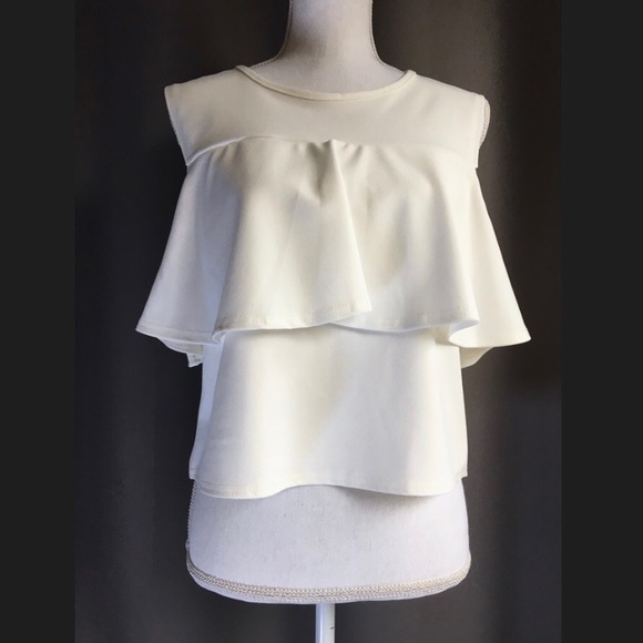 NWT White Ruffled Tank Top by New Look - Picture 6 of 8